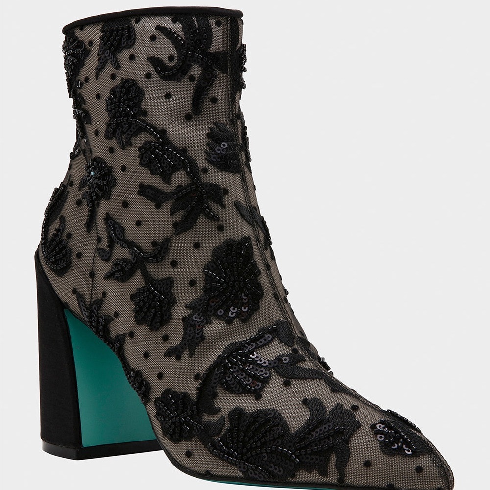 Merri Black Lace Ankle Booties